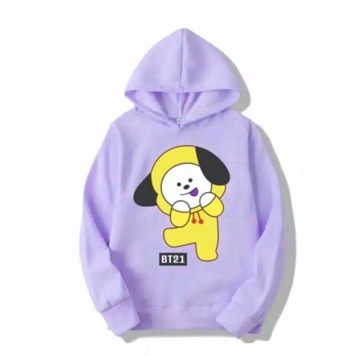 Áo hoodie màu hồng in hình bt21 chimmy 6 7 8 9 10 năm D5D2