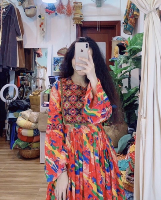 ĐẦM MAXI THỔ CẨM BOHO PHỐI POMPOM