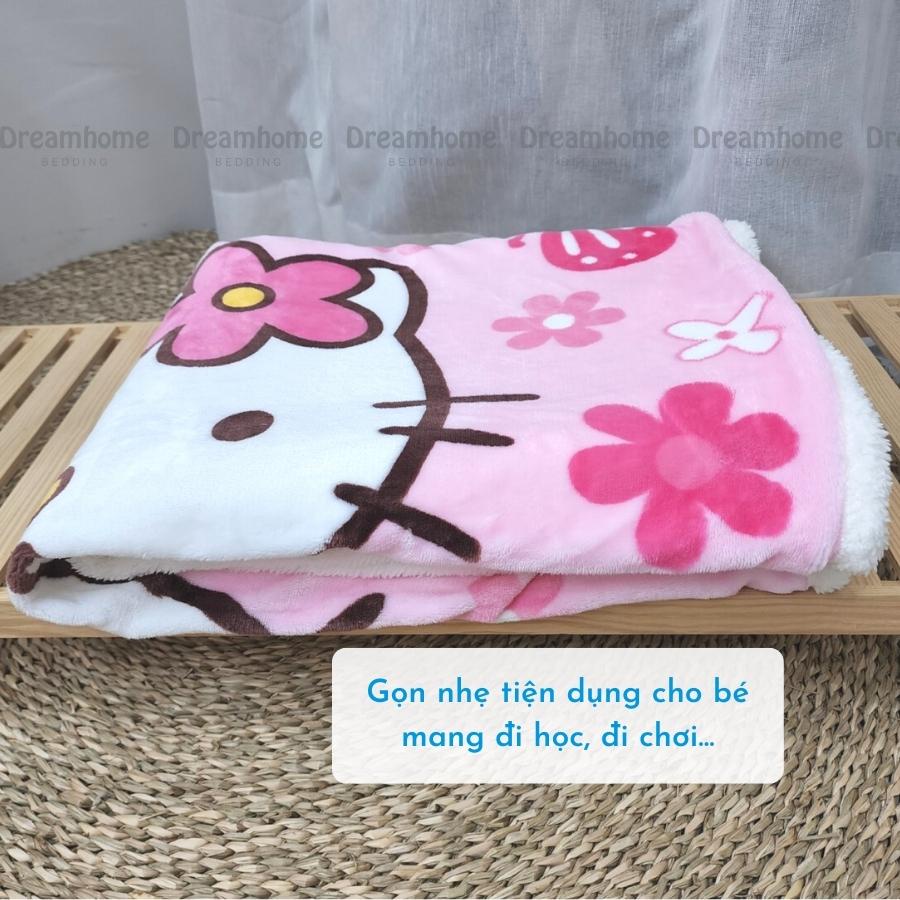Chăn lông cừu cho bé Dreamhome Chăn cho bé đi học mùa đông 2 lớp dày ấm kích thước 1mx1m4
