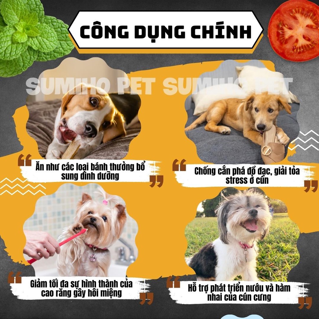 Xương gặm sạch răng cho chó (xương bánh chè, sụn gối, cổ vịt sấy) xương thưởng cho chó