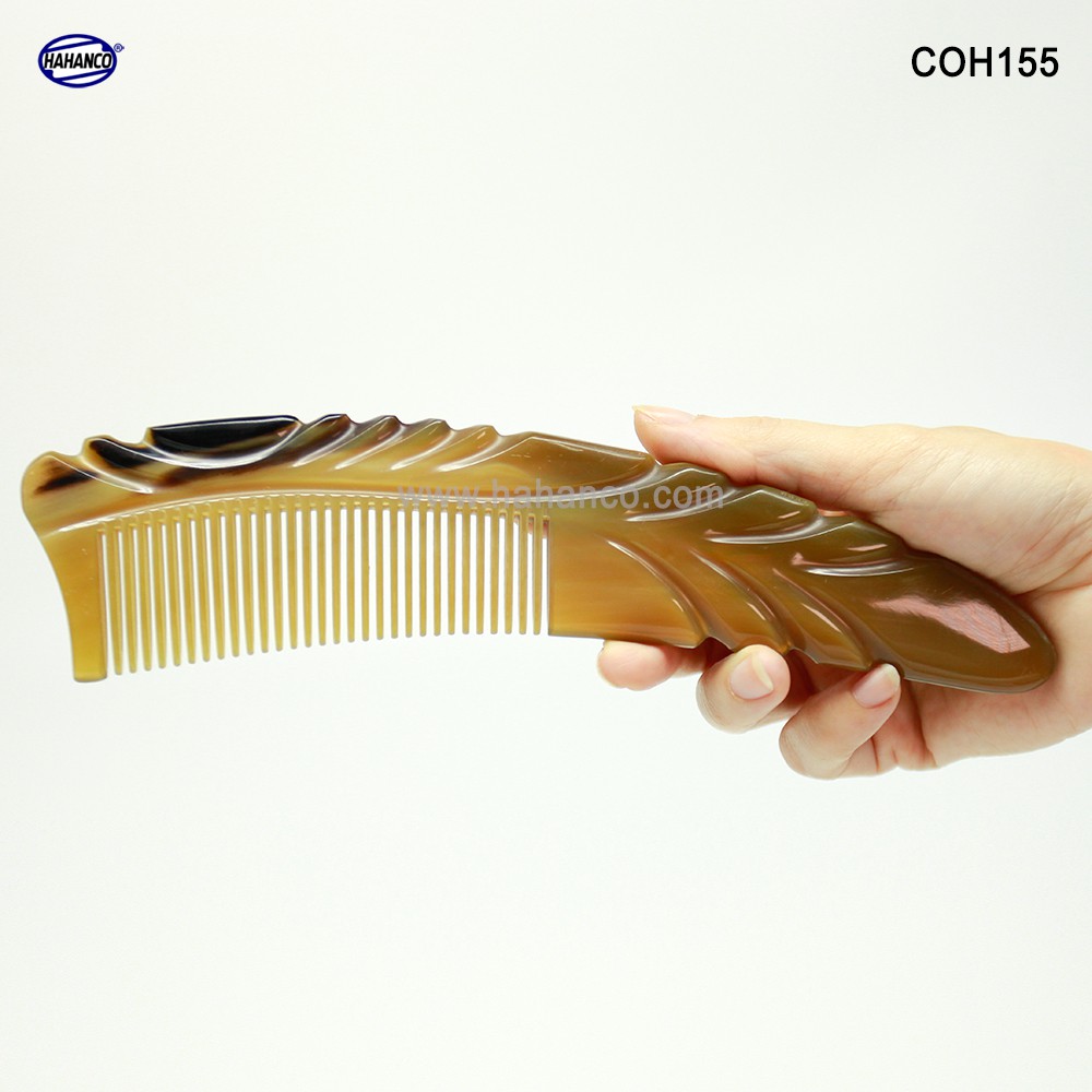 Lược sừng xuất Nhật (Size: XL - 21cm) Lược liềm khía cao cấp - COH155- Horn Comb of HAHANCO - Chăm sóc tóc