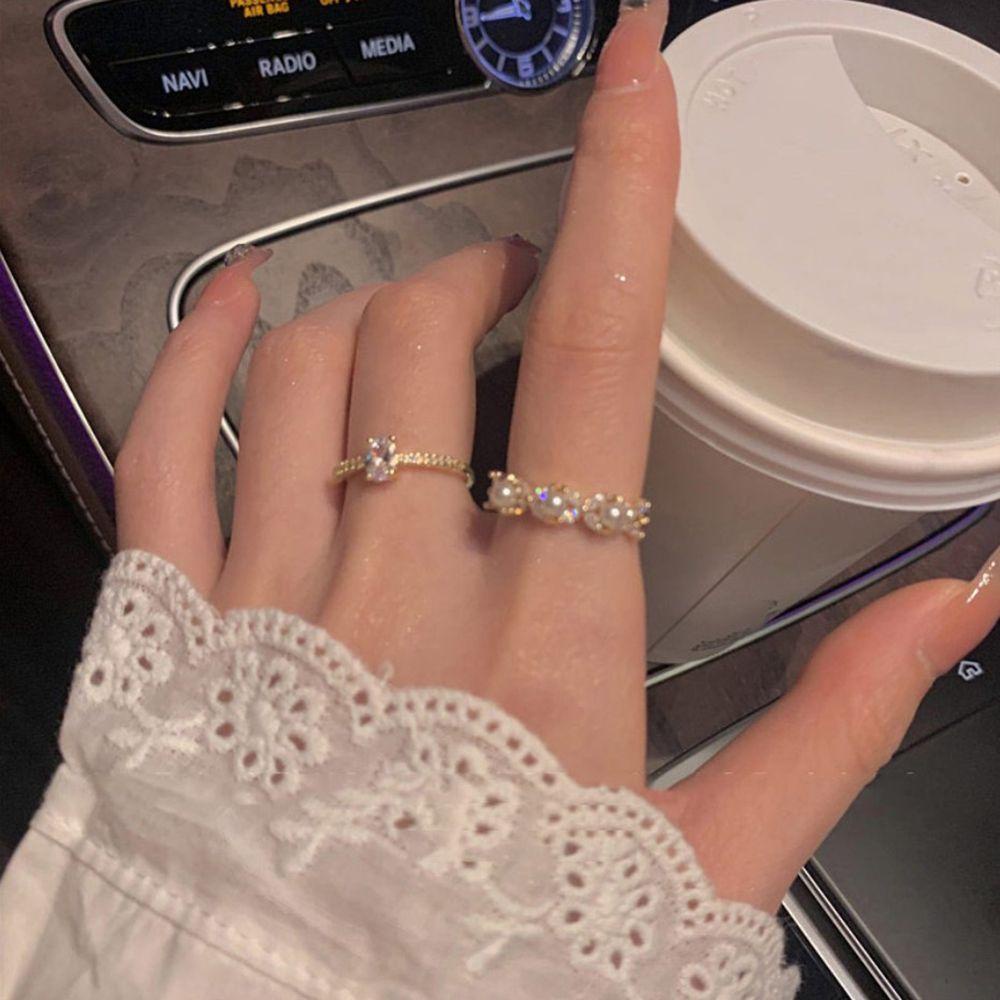 2 Nhẫn Đeo Ngón Trỏ Có Thể Điều Chỉnh Kích Cỡ Họa Tiết Hoa Cá Tính Cho