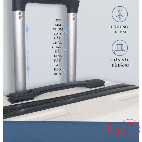 HÌNH THẬT_Vali Du Lịch Tay Kéo In Hình Travel Dễ Thương 4 Bánh Xe Xoay 360 Độ Chất Liệu Nhựa Nhám PC+ABS