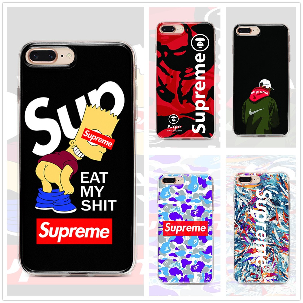 Ốp điện thoại dẻo in hình Supreme Aape Tide Brand Joke cho iphone 11 pro max 6 6S 7 8 Plus X XS XR XsMax SE2020 SC07A