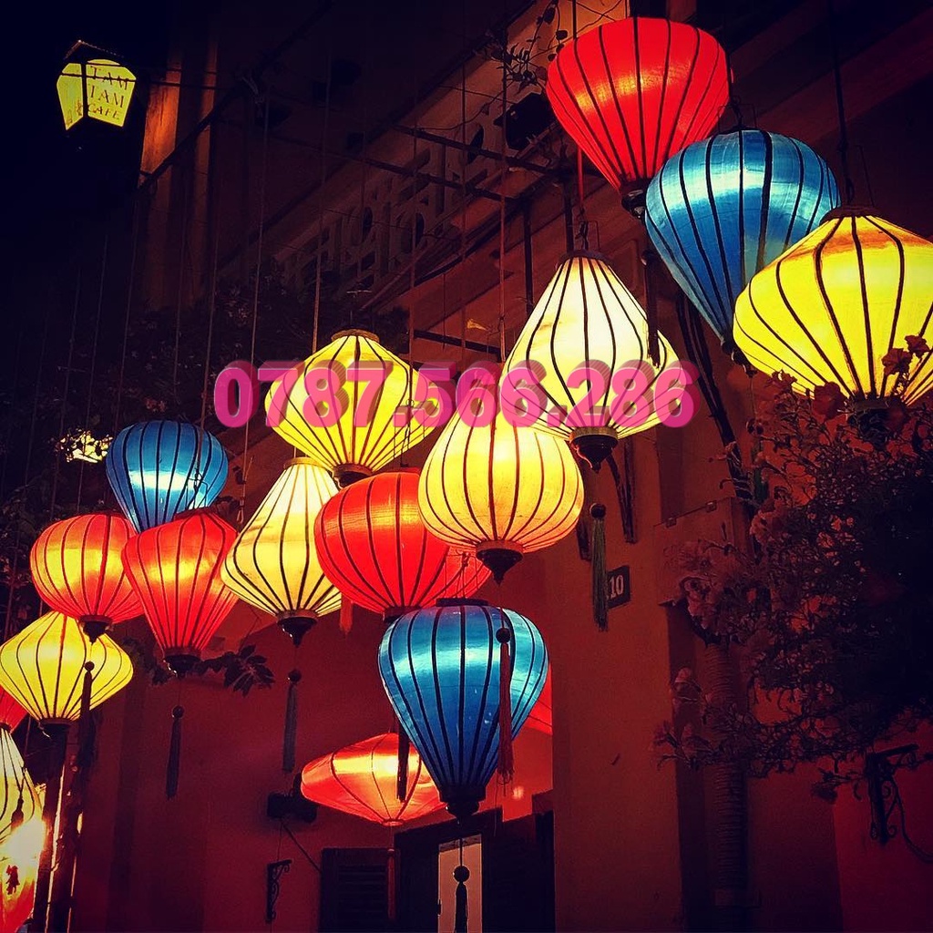 Combo 10 đèn lồng Hội An phi bóng trang trí ngoài trời