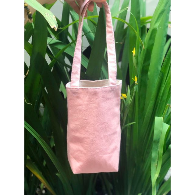 TÚI VẢI ĐỰNG BÌNH TUMBLER, LY NƯỚC, CHAI NƯỚC - MÀU HỒNG