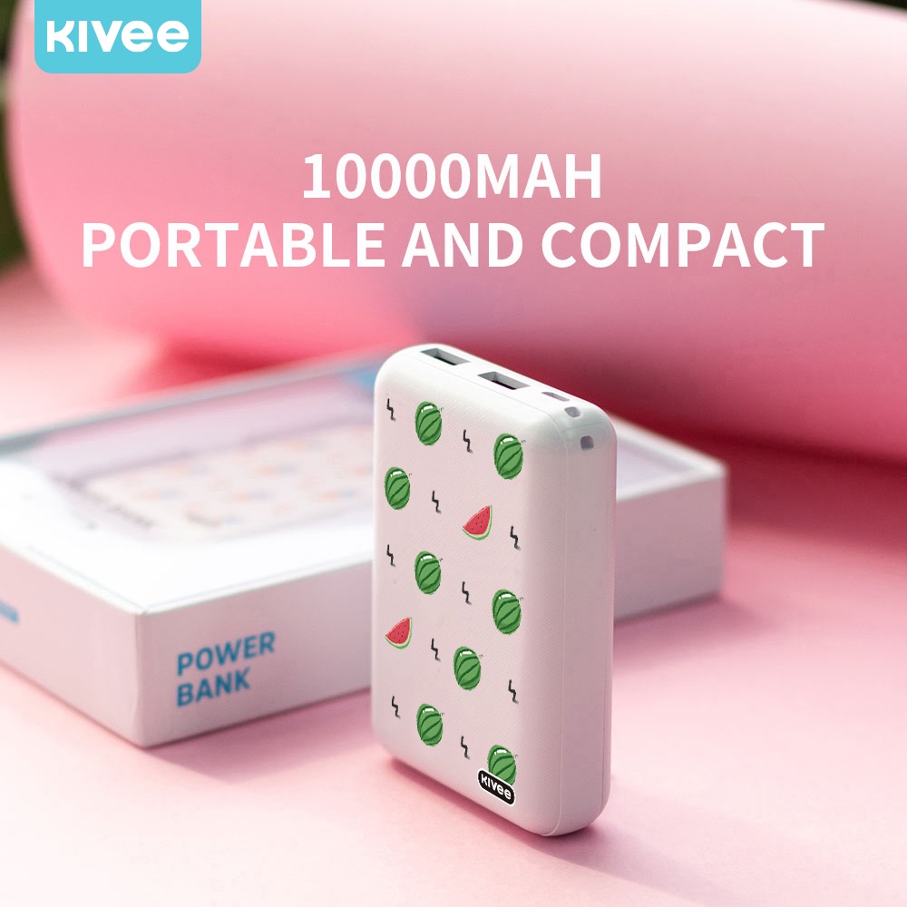 【Original】Pin Sạc Dự Phòng Kivee10000mah Thiết Kế In Hình Hoạt Hình Dễ Thương Với Đèn LED Hiển Thị Điện Tử