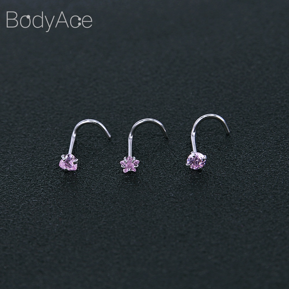 3 Khuyên mũi bằng thép không gỉ đính đá thời trang