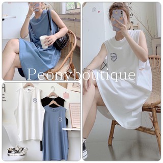 Váy Tanktop Comes Dáng Suông PEONYB Nữ 🌸 [FREESHIP] Đầm sát nách in hình basic trơn màu ĐEN | TRẮNG | XANH Ulzzang 🌸
