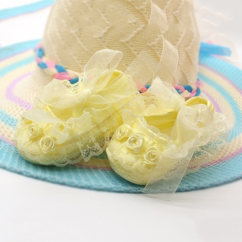 Giày công chúa cotton phối ren xinh xắn cho bé tập đi