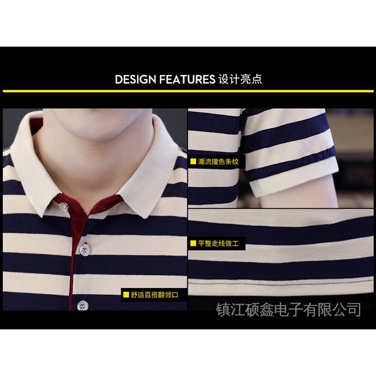 Áo Thun POLO Ngắn Tay Họa Tiết Sọc Ngang Thời Trang Dành Cho Nam