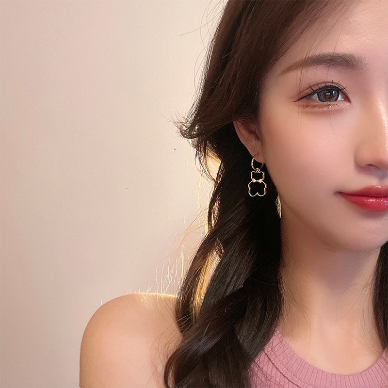 Bông Tai Hình Gấu Thắt Nơ Dễ Thương Phong Cách Hàn Quốc Cho Nữ