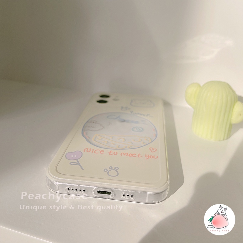 Ốp điện thoại TPU dẻo trong suốt họa tiết chú gấu/ bông hoa dễ thương cho IPHONE 13 11 12 PRO MAX X XS MAX XR 7 8 PLUS