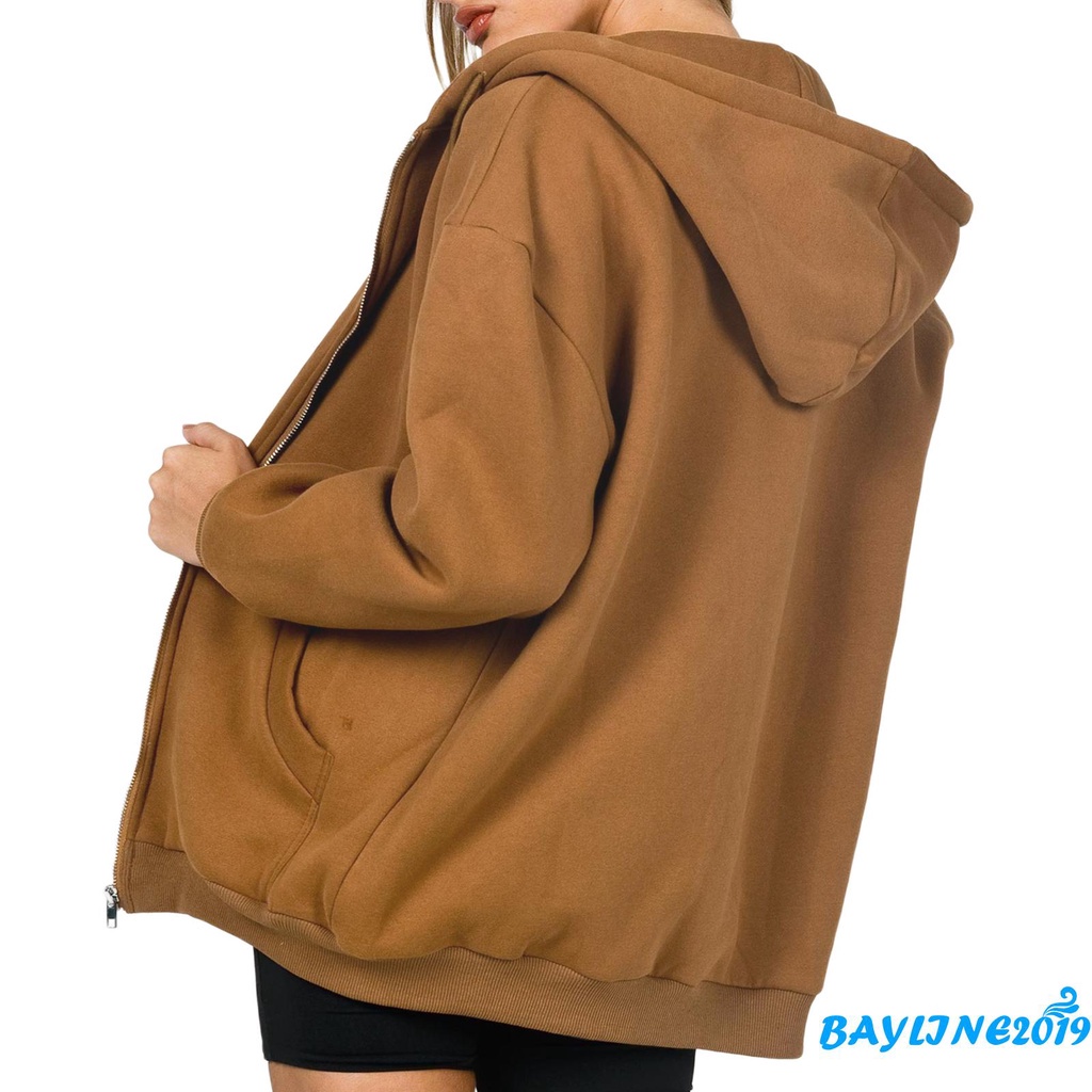 Áo Khoác Nữ Khóa Kéo Thời Trang Màu Đen / Nâu / Xám