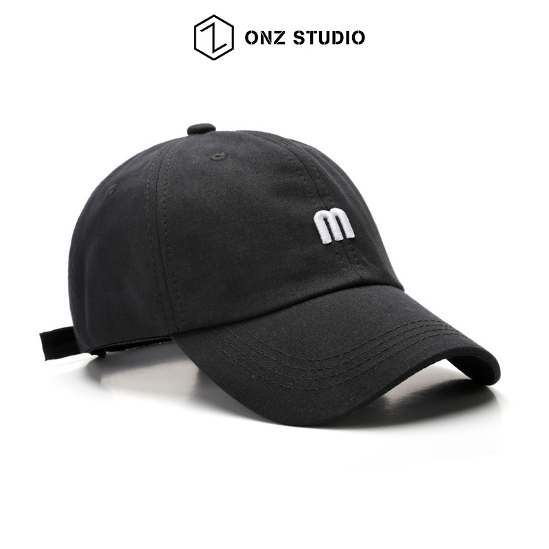 Nón kết ONZ Studio - Mũ lưỡi trai nam nữ cotton trơn thêu chữ M nhiều màu style Hàn Quốc cực chất MLT07