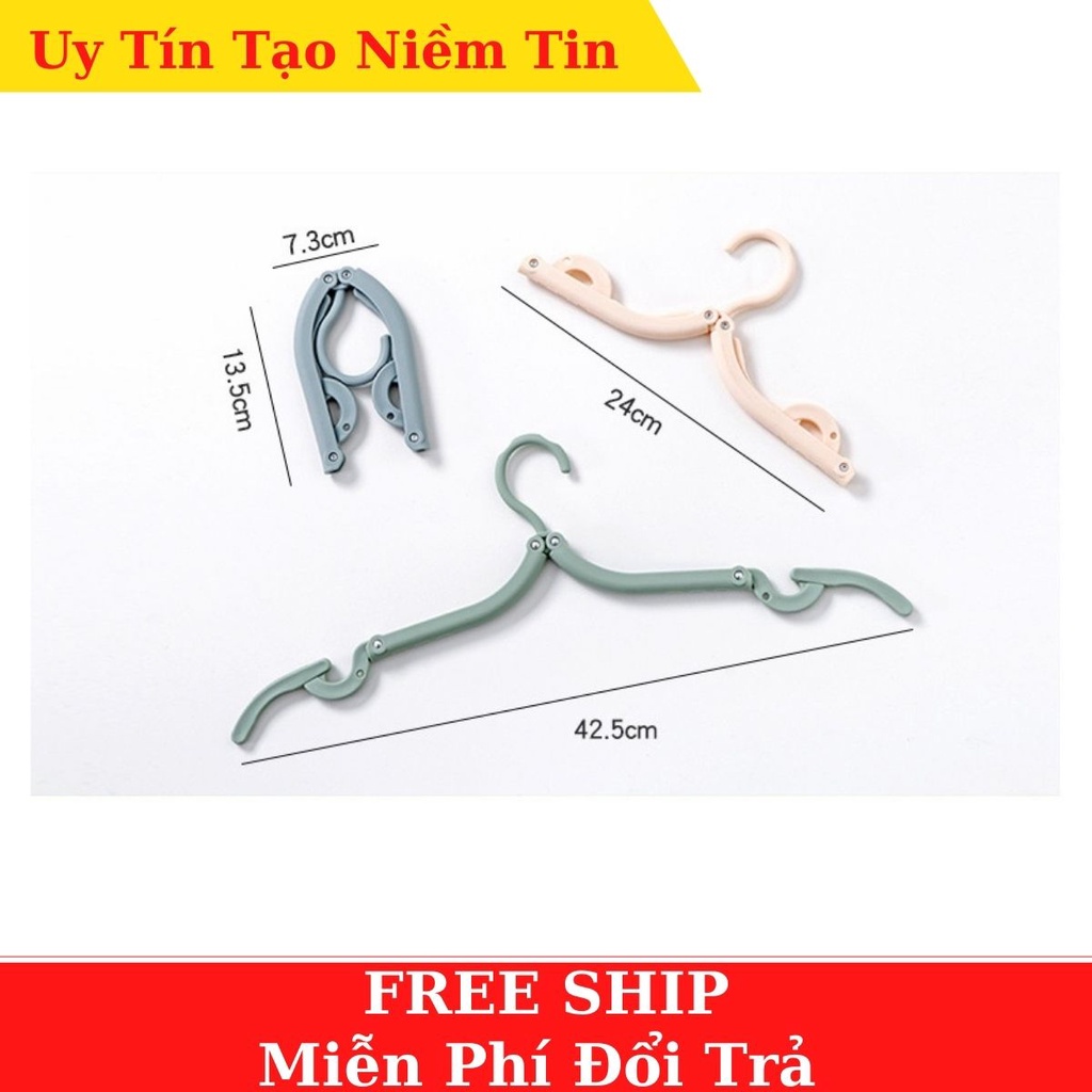 Móc treo quần áo nhựa có thể gấp gọn, mang theo du lịch tiện lợi [ Giao màu ngẫu nhiên]