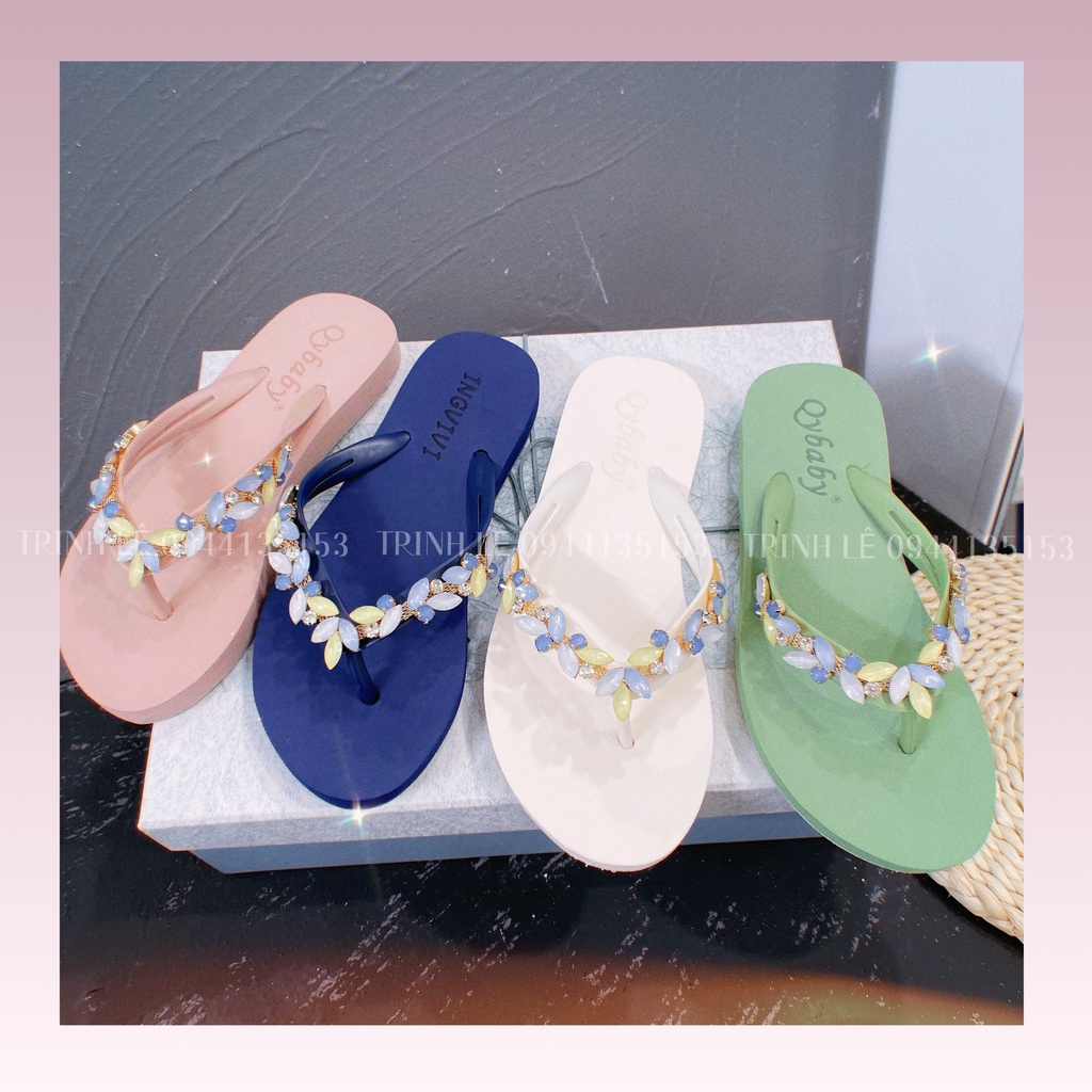 Dép xỏ ngón, tông nữ đính đá Quảng Châu Qybaby 004 - TRINH LÊ SHOP