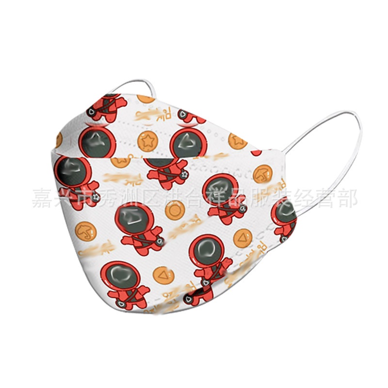Khẩu trang KF94 hình Squid Game người lớn và trẻ em túi 10 cái
