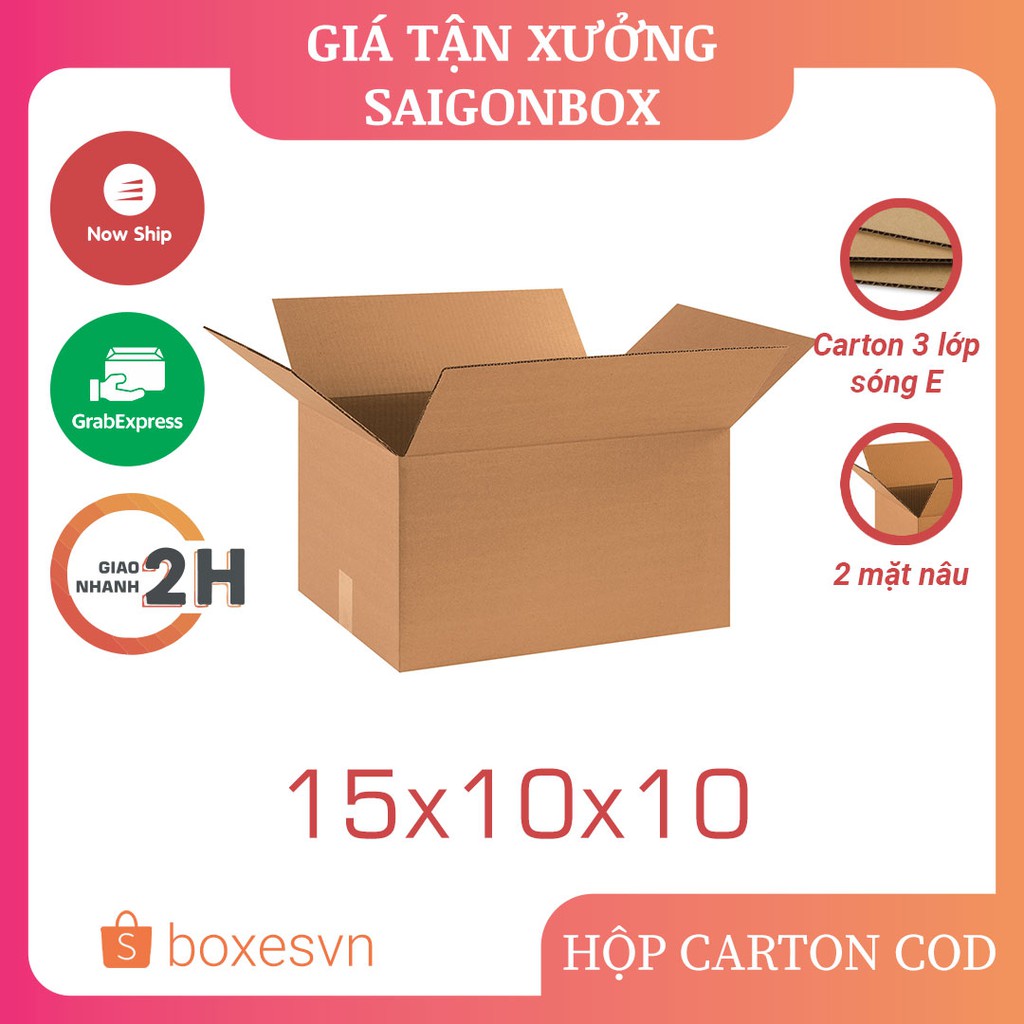 [GIÁ TẬN XƯỞNG] Combo 10 hộp giấy carton size 15x10x10 cm để đóng gói hàng hóa