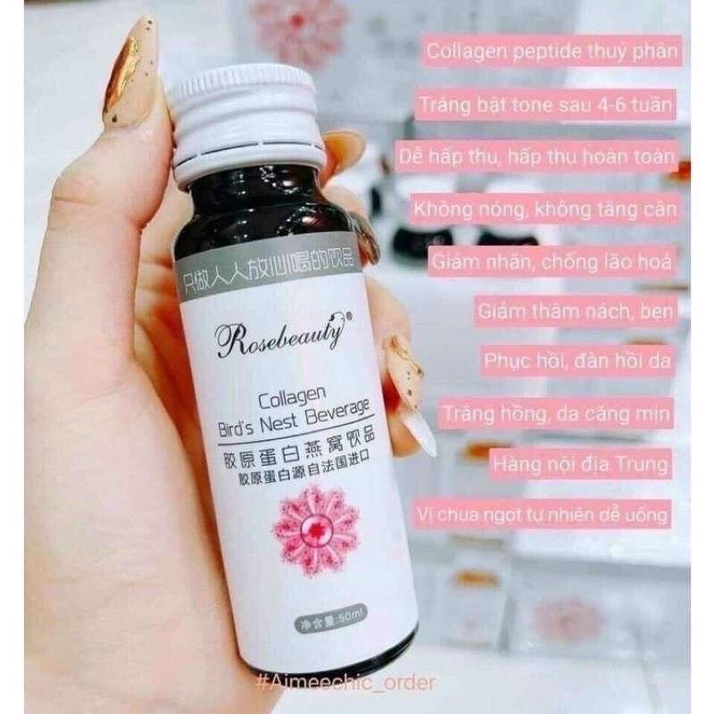 COLLAGEN ROSE BEAUTY YẾN TRẮNG DA  Hộp 8 chai