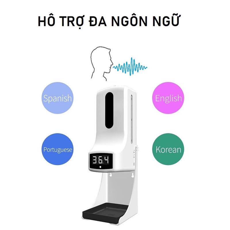 Máy rửa tay khử khuẩn tự động_Đo thân nhiệt cảm ứng hồng ngoại k9 pro