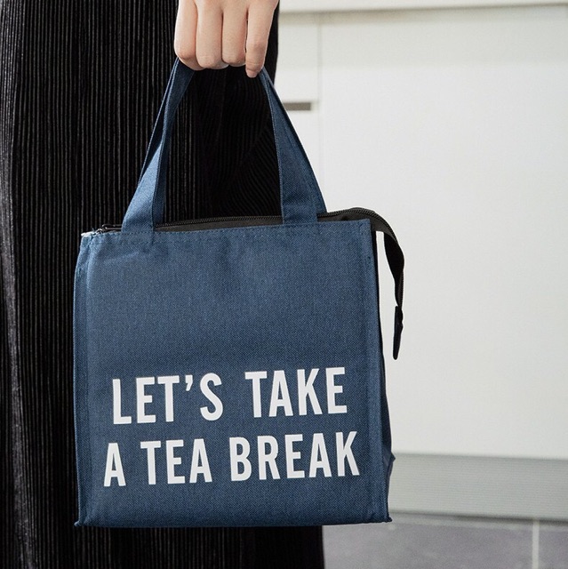 Túi đựng cơm vải Oxford giữ nhiệt nóng - lạnh Let's take a tea break