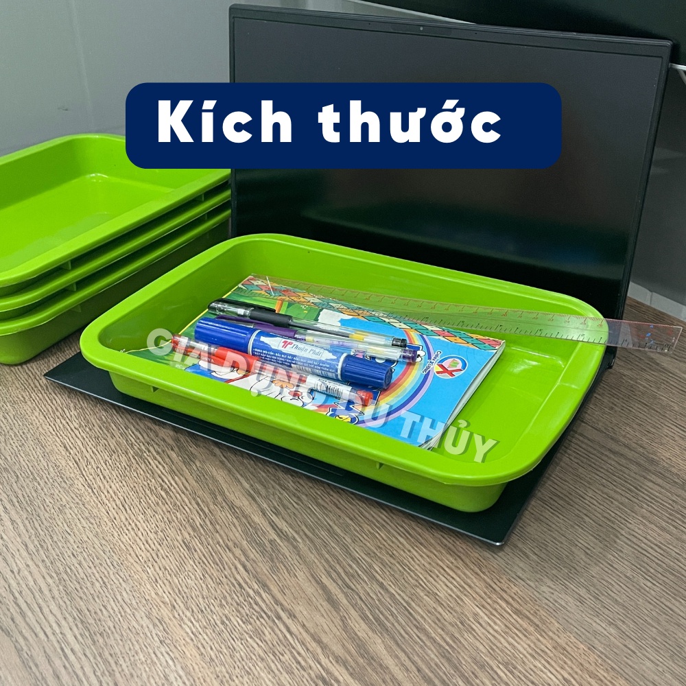 Khay nhựa đựng linh kiện, đựng cua giống hình chữ nhật màu xanh lá giá rẻ của gia dụng Du Thủy - KHAY CUA TÝ LIÊN