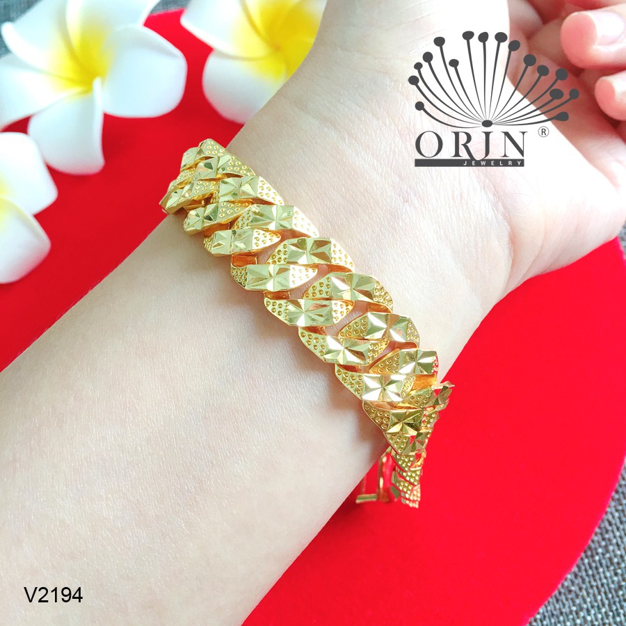 Vòng tay nam nữ, lắc tay nam nữ, lắc xích nam nữ màu 24 bền màu thiết kế cao cấp Orin V2194