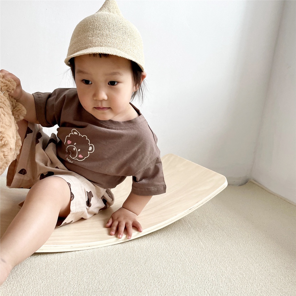 Set Áo Thun cotton Ngắn Tay Và Quần short Thời Trang Mùa Hè Hàn Quốc Mới Cho Bé
