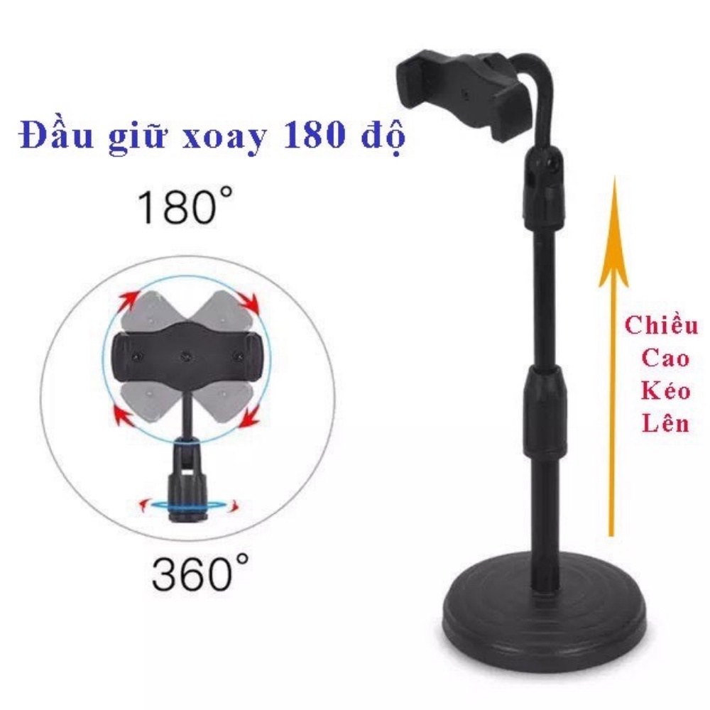 GIÁ đỡ điện thoại để bàn kẹp điện thoại Livestream xem video xoay 360 độ ATILA SHOP