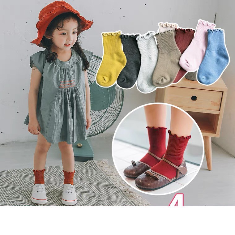 Set 8 đôi tất CỔ BÈO bảy màu siêu xinh cho các bé từ 1 đến 9 tuổi