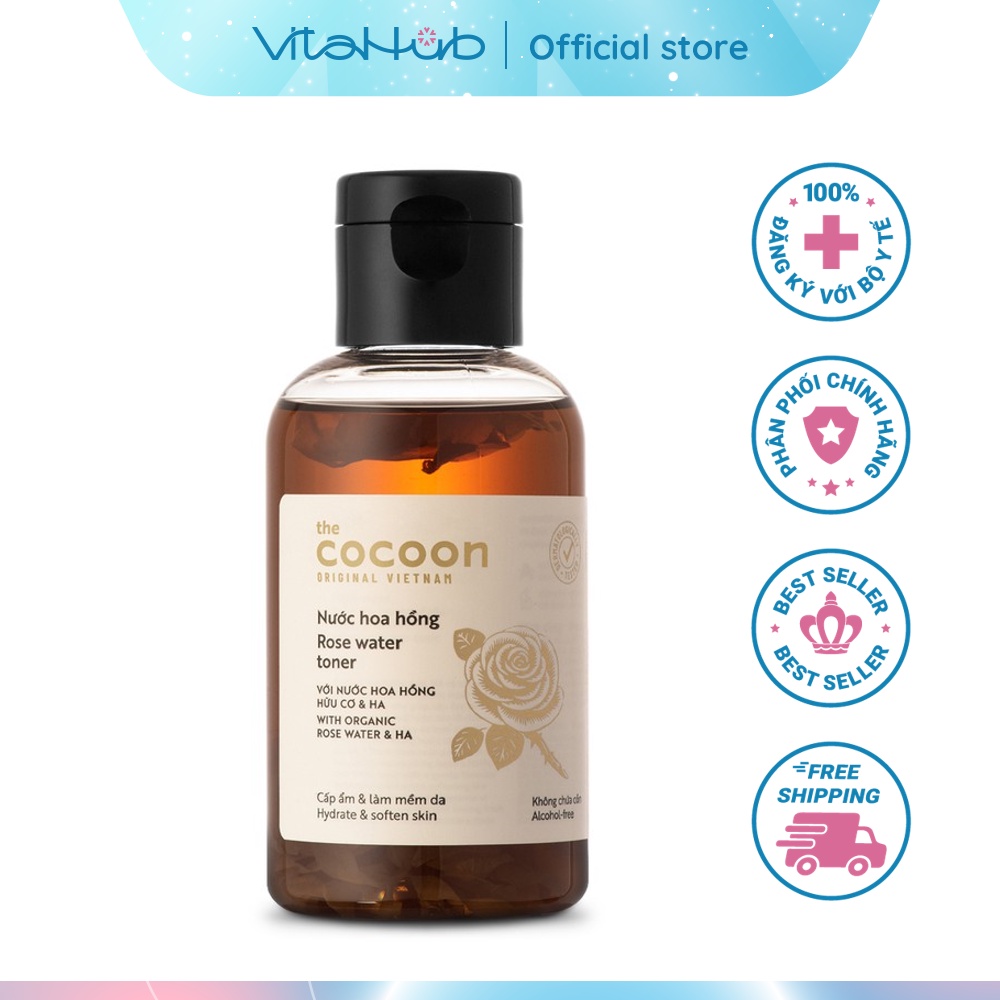 Nước hoa hồng (toner) Cocoon cấp ẩm &amp; làm mềm da 140ml