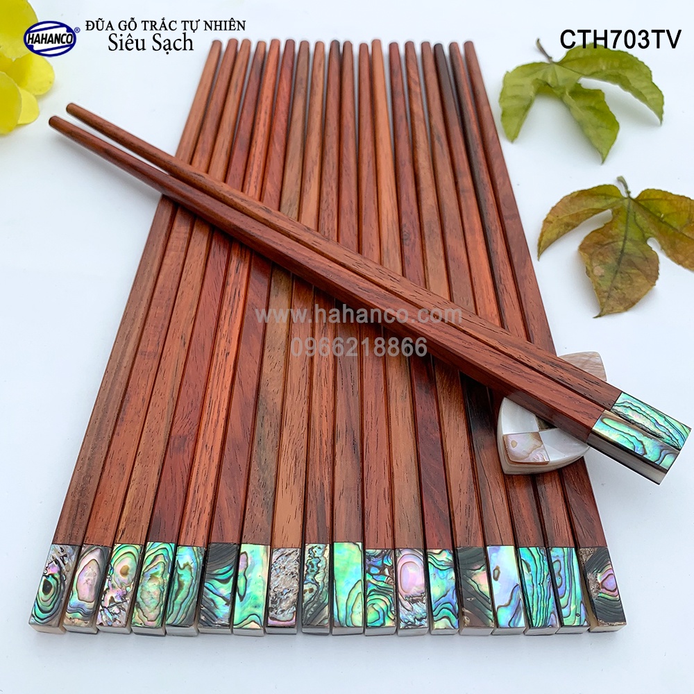 Đũa gỗ Trắc đầu ốc Bào Ngư Úc (Hộp 10 Đôi) Tặng kèm hộp đẹp làm quà biếu [CTH703TV] HAHANCO