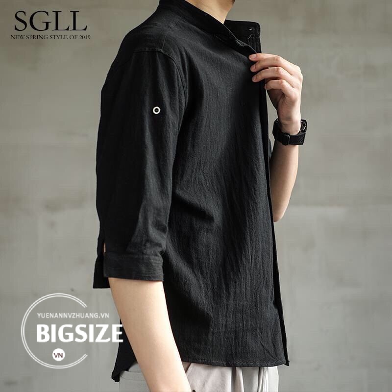 Áo sơ mi Nam Bigsize basic tay lỡ form rộng mùa hè Thời Trang kiểu trẻ trung Hàn Quốc đẹp cao cấp，cho người mập béo
