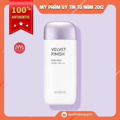 Kem Chống Nắng Dạng Sữa Màu Tím Missha All Around Safe Block Velvet Finish Sun Milk SPF50+/PA++++ 70ml