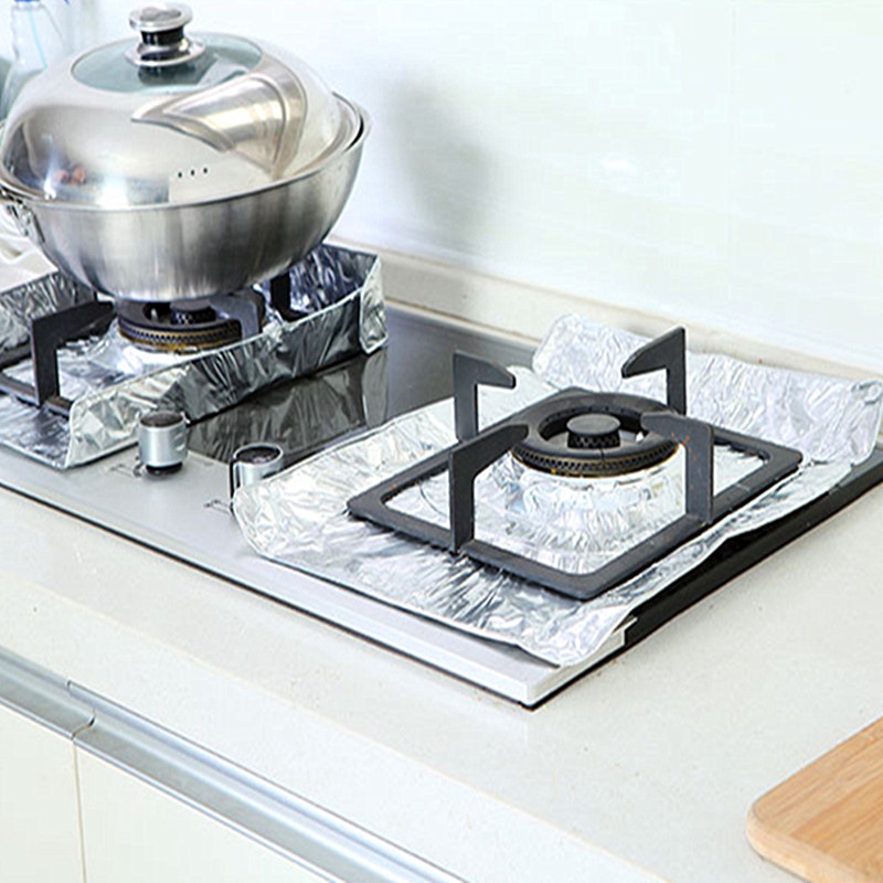 Set 2 Tấm Giấy Bạc Chống Dầu Bảo Vệ Bếp Ga Tái Sử Dụng Được