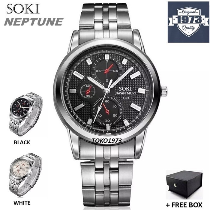 Đồng Hồ Nam Neptune SOKI Màu Đen Chống Thấm Nước Chất Lượng Cao Q1V5