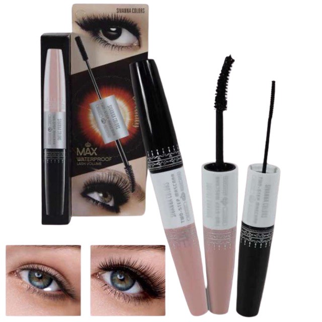 Mascara Chuốt Mi 2 Đầu Sivanna Colors Two-Step Bigeye Beauty Max Waterproof Lash Volume