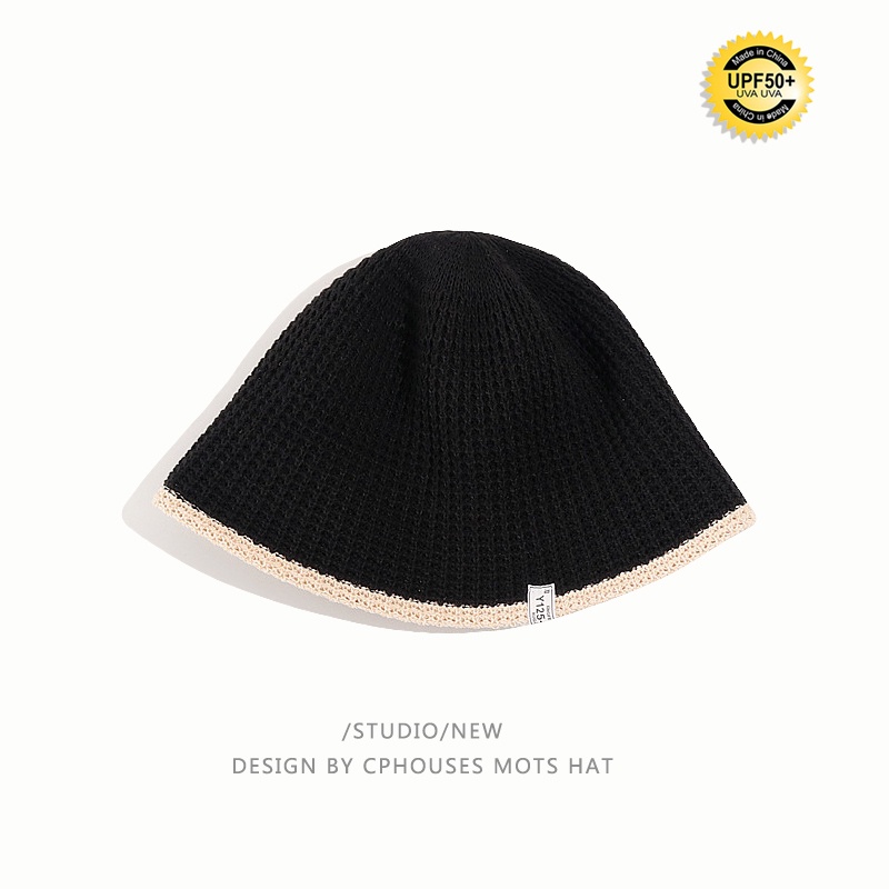 Nón Bucket Dệt Kim Che Nắng Thoáng Khí Màu Trắng Xanh Dương Phong Cách Nhật Bản Thời Trang Xuân Hè Cho Nữ