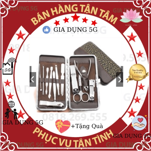 Bộ Cắt, Bấm Móng Tay Inox Hộp Da Cao Cấp Full Box Tiện Lợi