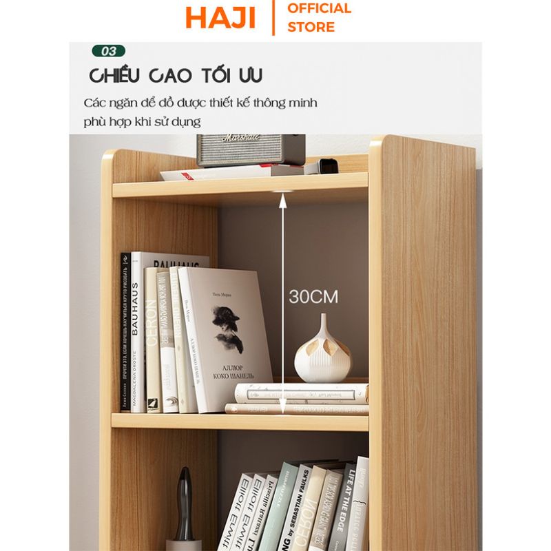 Giá sách gỗ mini thương hiệu HAJI kết hợp tab đầu giường đa decor góc phòng ấn tượng A156