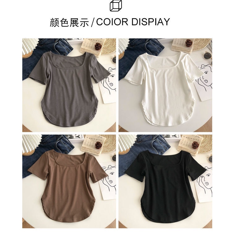 Áo Thun Tay Ngắn Cổ Vuông Dáng Ôm Thời Trang Cho Nữ Áo phông Nữ NZ-TX-246