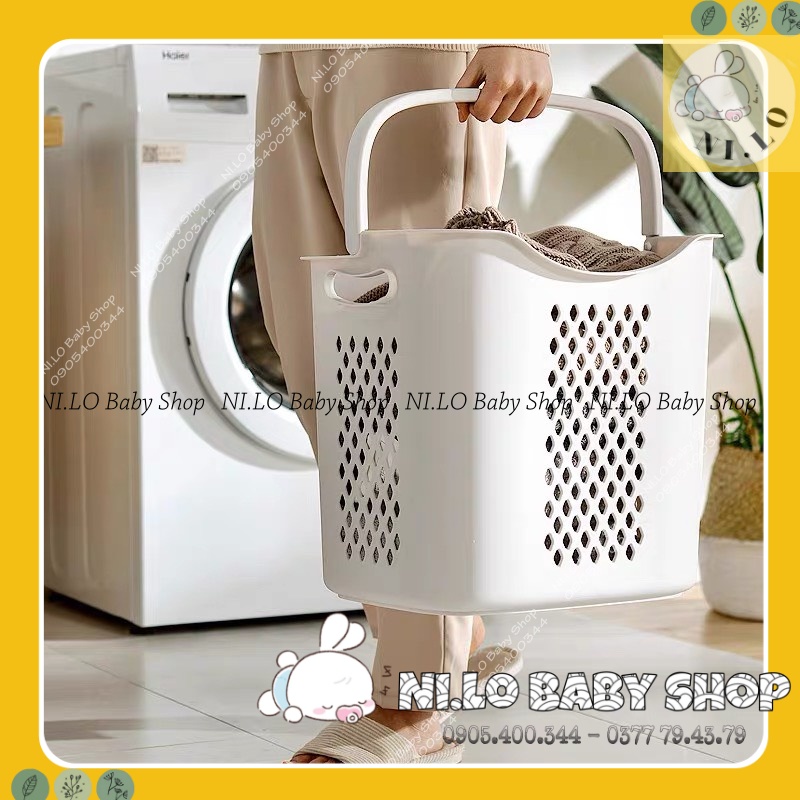 Giỏ caro cao, giỏ đựng đồ đa năng có quai xách nhựa Việt Nhật, Giỏ đựng quần áo thiết kế hiện đại