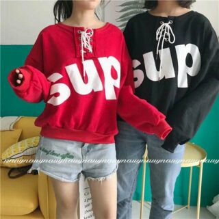 Áo sweater đan dây cách điệu supreme