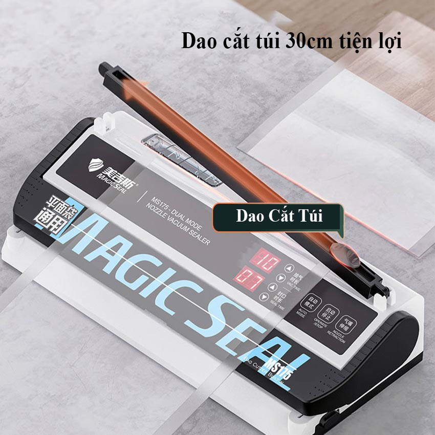 Máy Hút Chân Không Magic Ms175 Không Kén Túi, Ép Chân Không Thực Phẩm Dày Dặn 8mm Cho Gia Đình, Hộ Kinh Doanh Bền Bỉ