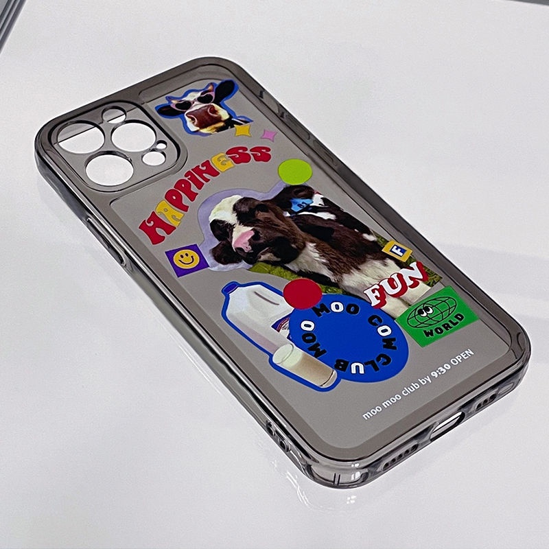 Ốp điện thoại TPU in hình bò sữa retro thích hợp cho iPhone 11 Pro Max X Xr Xs Max 7