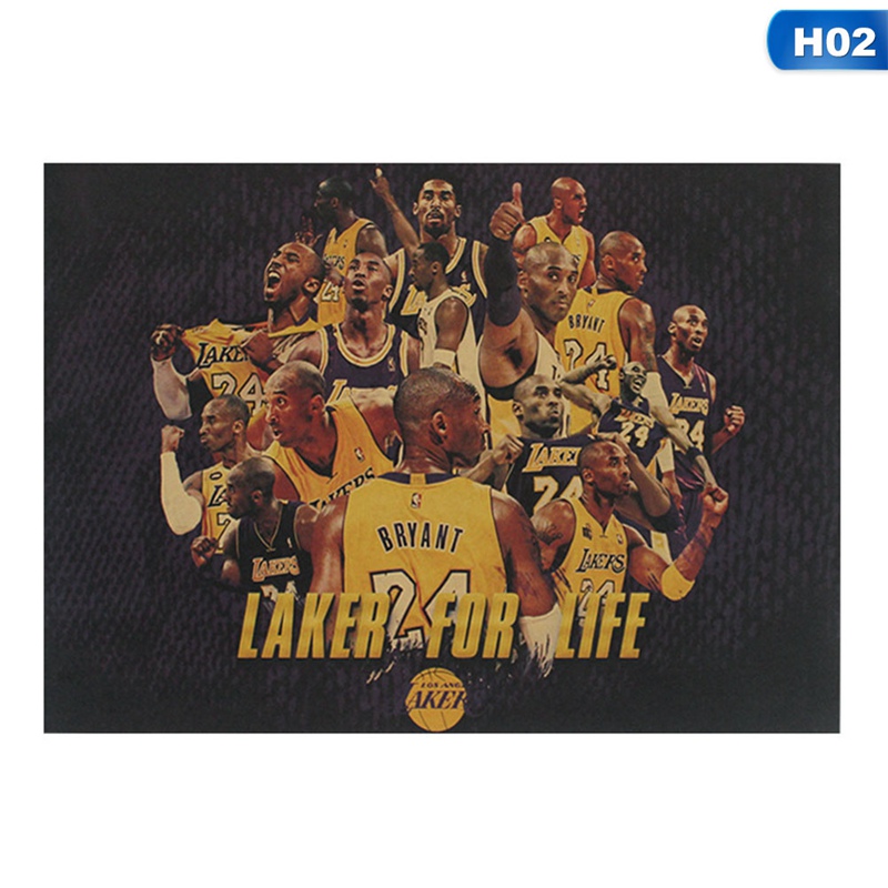 Poster Treo Tường Hình Cầu Thủ Bóng Rổ Kobe Bryant Phong Cách Vintage