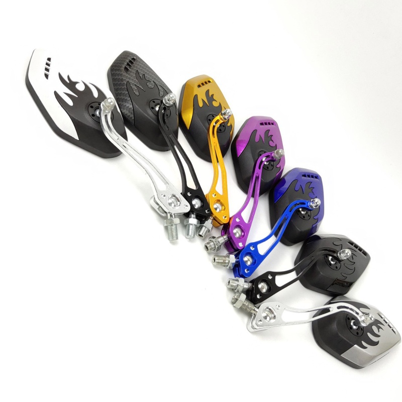 1 Cặp Gương Chiếu Hậu Bằng Nhôm Gắn Tay Cầm Màu Đen Thông Dụng Cho Xe Máy