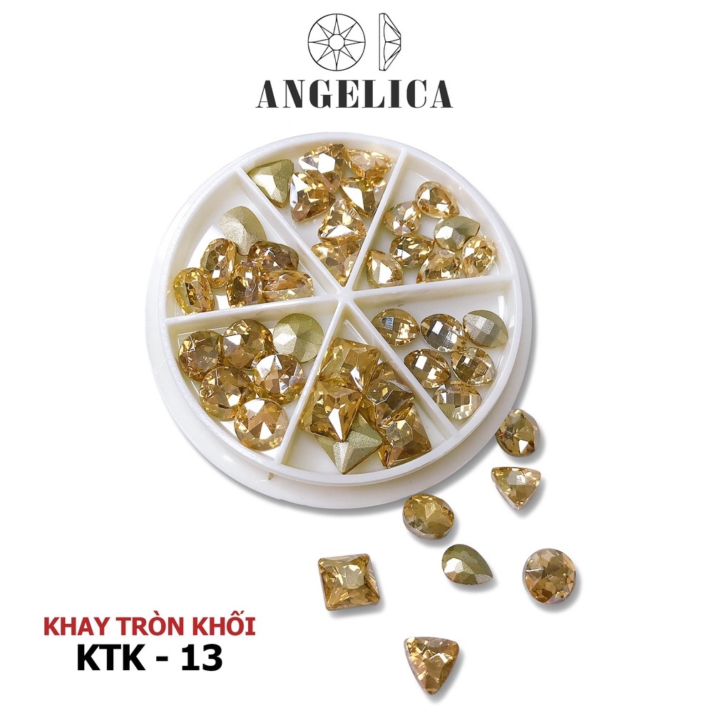 Đá Khối Khay Tròn Mix Hình, Màu Trang Trí Móng ANGELICA KTK 36 Viên