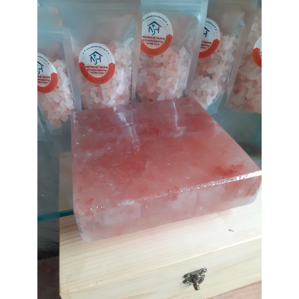 Đá muối mặt cong himalya, kích thước 20cm*20cm*5cm, loại dùng làm hộp xông chân đá muối himalya.